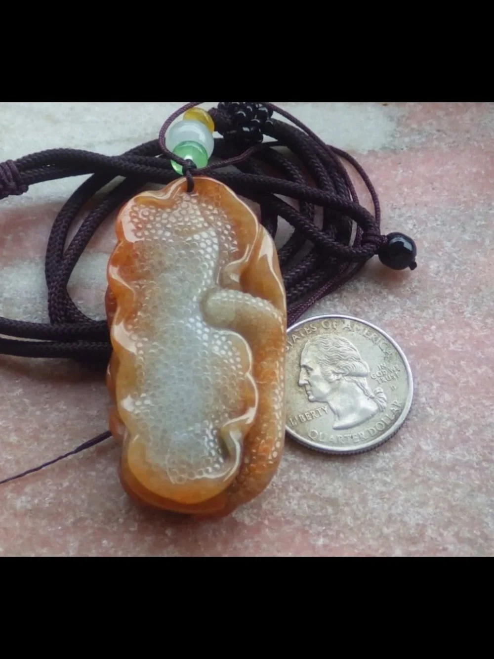 Certificate Jadeite Jade Red orange Wealth Dragon Lotus pendant